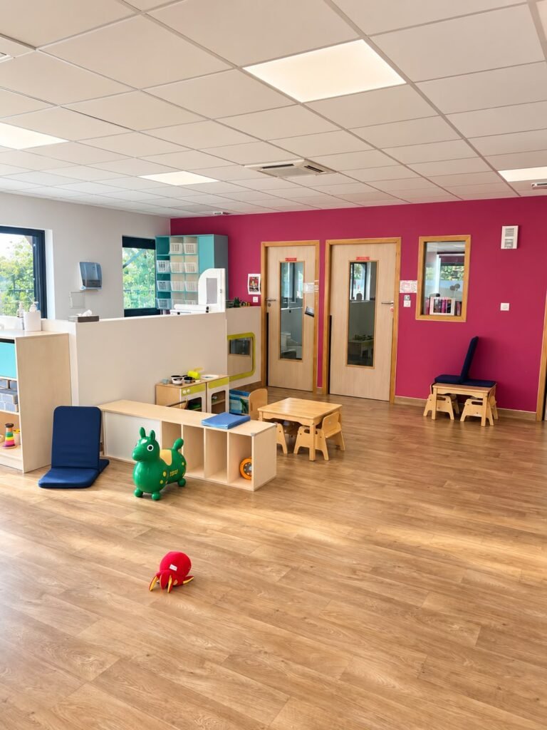 Salle de vie de la micro-crèche à Corbières en Provence